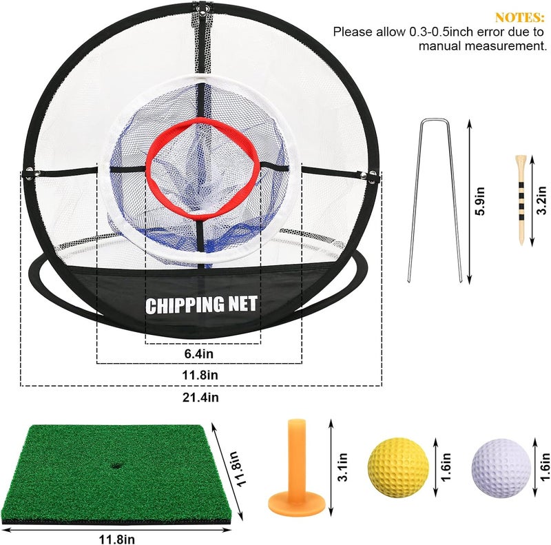 Bac-kitchen Pop Up Golf Chipping Net & Mat, Target Practice Set - 8 Balls, 4 Tees, Collapsible for Indoor/Outdoor Swing Training - Image 2
